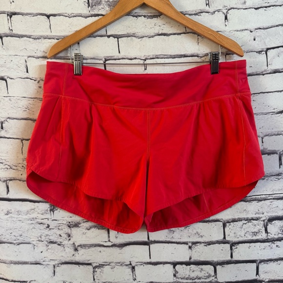 Lululemon Speed Up Short Long *4" in Red Orange Size 14 - Picture 2 of 5